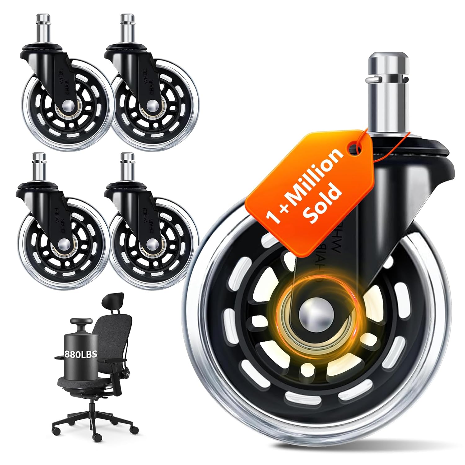 Office Furniture Solutions - 3인치 사무실 의자 바퀴 5개 세트,