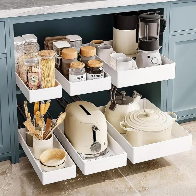 Drawer Organizer Tray - 1-2개 주방 정리함 슬라이드 레일이 있는