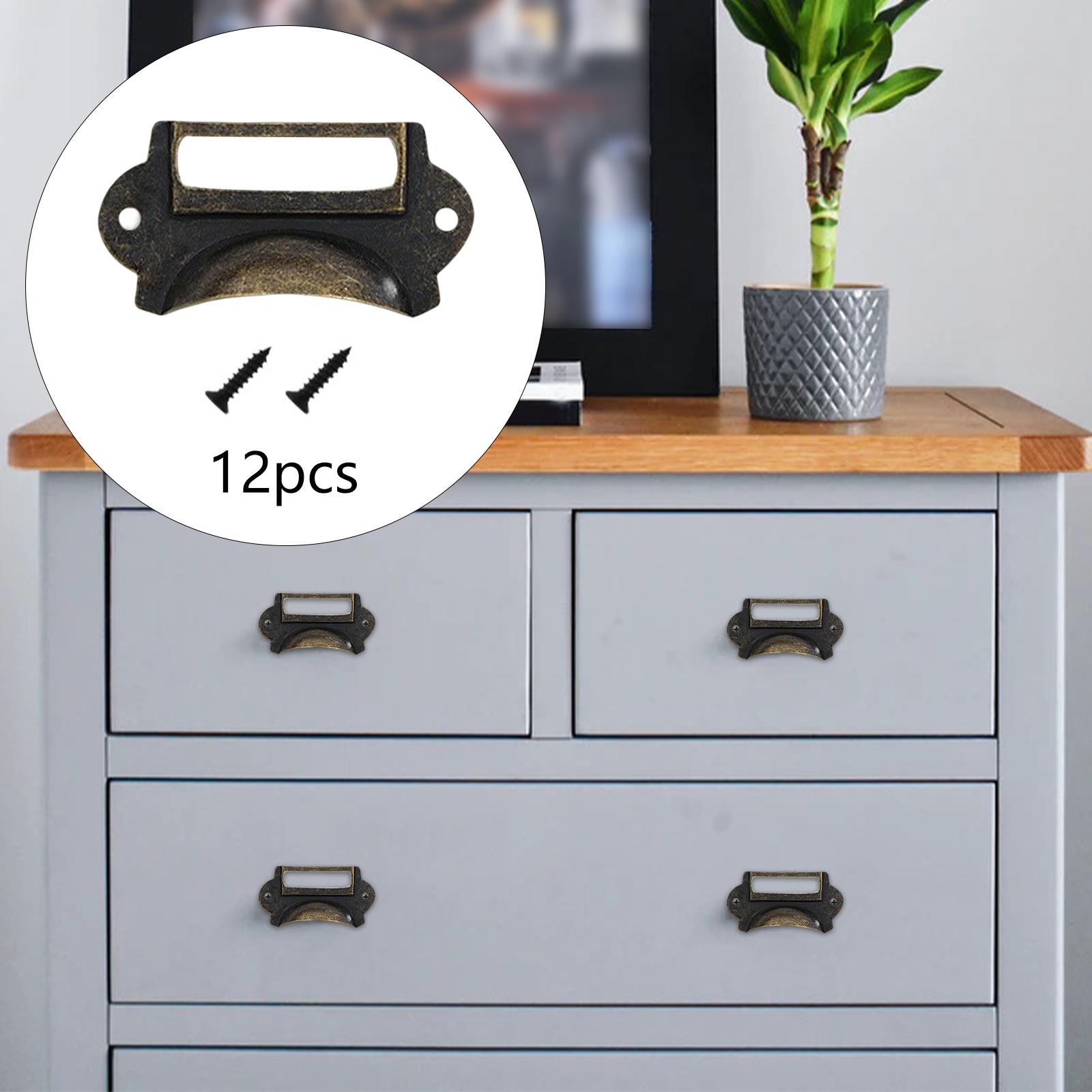 12개 레트로 스타일 서랍 손잡이 태그 프레임 라벨 홀 - Office Furniture Names 리뷰 및 가격